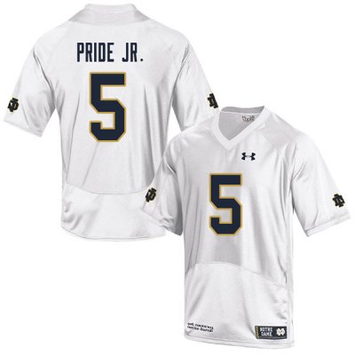Notre Dame Fighting Irish Men's Troy Pride Jr. #5 White Under Armour Authentic Stitched Big & Tall College NCAA Football Jersey JBP1399YD